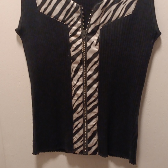 Belldini Black and White Zebra Blouse, Party, Bling - Picture 2 of 5
